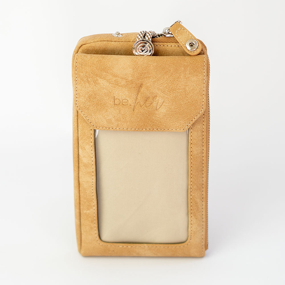 Handytasche braun mit Sichtfenster